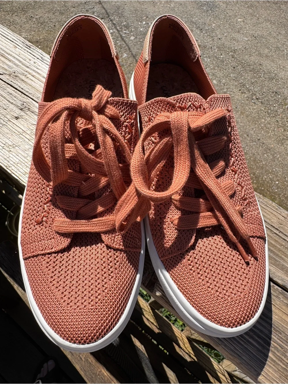 Lucky Brand Women’s Knit Lace-Up Sneakers in Terracotta